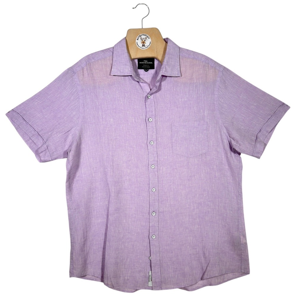 Rodd & Gunn Sports Fit 2XL 100% Linen‎ Lavender Short Sleeve Button Shirt